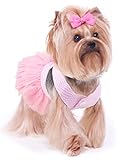Scheppend Dog Dresses for Small Dogs, Fashion Girl Vest Mesh Gauze Skirt, Spring Summer Puppy Clothes, Sweetheart Princess, Pink(Medium)