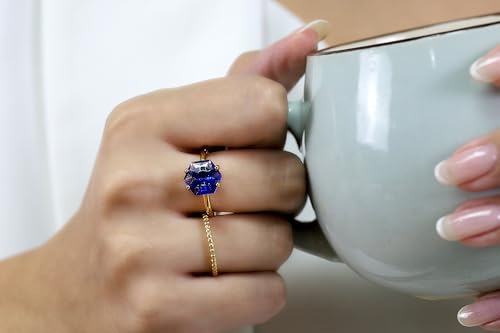 Bague saphir bleu profond sur mesure résolvant le choix de taille - 2