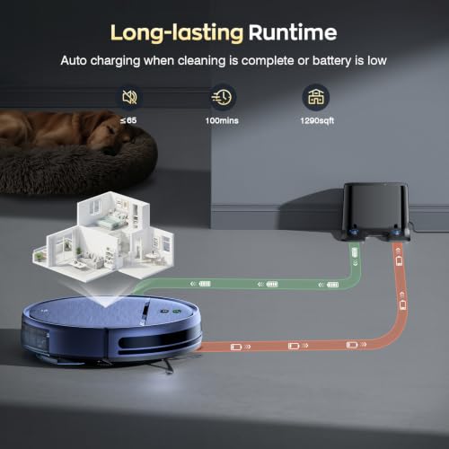 Image of Robot Vacuum and Mop Combo, 2300Pa Strong Suction, 2-in-1 Dust Box and Water Tank, Works with Alexa /Google Assistant, Long Runtime, Schedule, Quiet, Ideal for Hard Floors, Low-Pile Carpets and Pets