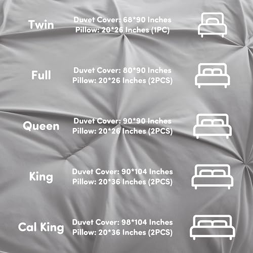 Nestl Grey Duvet Cover Queen Size - Soft Double Brushed Duvet Set with Button Closure & Corner Ties, 3 Piece Luxurious Pinch Pleated Duvet Cover Set 90x90 Inches with 2 Pillow Shams by Nestl - Used condition - Image 9