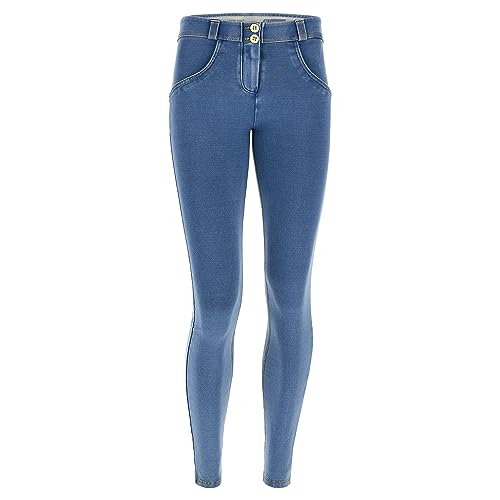 Freddy - Wr.up Superskinny Push Up Organic Jersey-Denim Jeggings Transparente Jeans-gelbe Nähte M