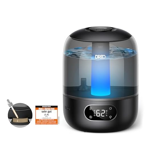 Dreo Luftbefeuchter für das Schlafzimmer, Kaltnebel-Ultraschallgerät mit 30 Stunden Laufzeit, 3L Top-Fill-Tank, Feuchtigkeitssensor, Nachtlicht für Babys, Kinderzimmer, für Pflanzen und Zuhause