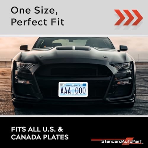 Image of Premium Slim Gloss White License Plate Frames - 2 Pack, Rust-Free Stainless Steel & Rattle-Free, Street Legal, Universal with Screw Caps, Thin Metal Front & Rear Car Tag Holders Unisex