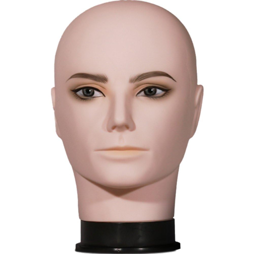 Espositore per Cappelli in Piedi Stabile con Testa di Manichino Calvo Maschile, Espositore per Parrucche, per Salone, Centro Commerciale, Casa