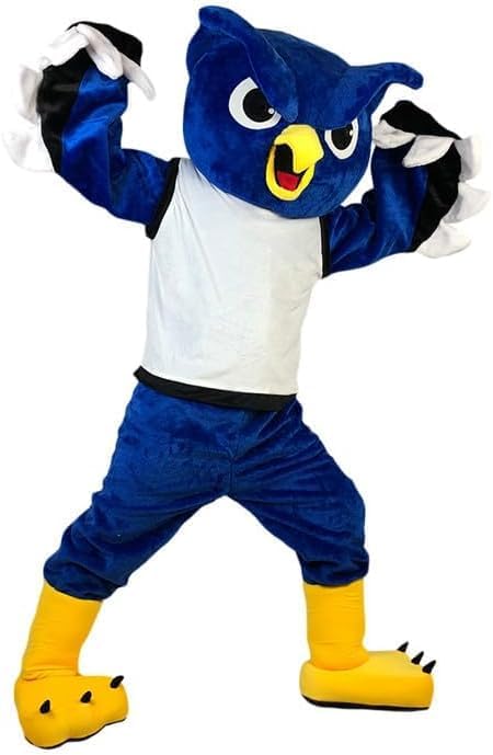 Angry Blue Sport Owl Mascot Costume Adults Costumes & COOL FANS & COOL ICE VEST Inside