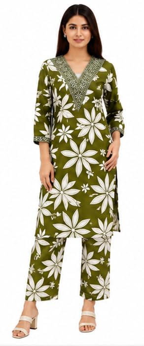 Women's Pure Cotton Floral Embroidered Kurta Pant Set-picture-25