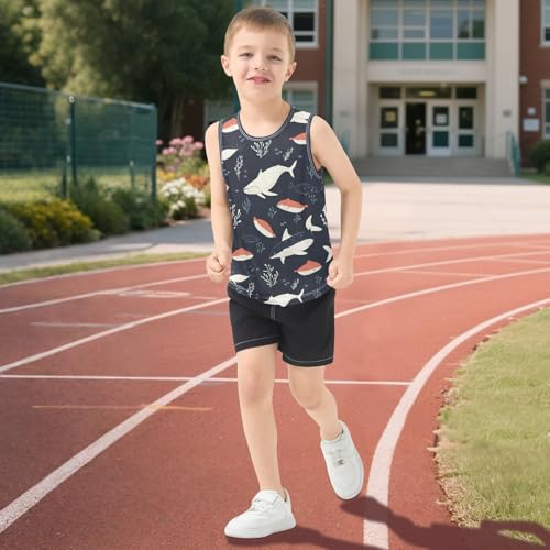 Boys Tank Top Shirts Whale Cartoon Ocean Life Sleeveless T-Shirts Crew Neck for Kids Clothing Children 5