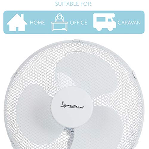 Signature S40009 Portable 12 Inch Oscillating Desk Fan with Adjustable Tilt, 3 Plastic Blades, 3 Speed Settings, White - Image 5