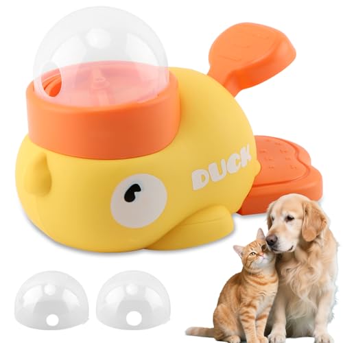 Duck Treat Dispenser for Dogs & Cats Interactive Slow Feeder Puzzle Toy IQ Training Enrichment Bowl Small Animal Problem-Solving Game Adjustable Outlet Pet Feeder