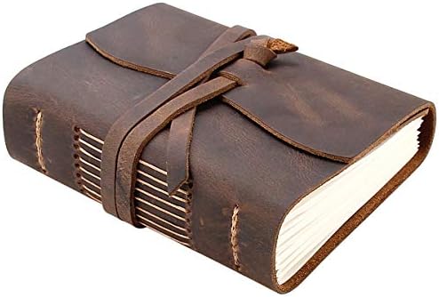 Robrasim Leather Journal Travel Notebook, Handmade Vintage Leather Bound Writing Notebooks for Men & Women, Unlined Travel Journal to Write in 320 Pages Pocket Size 5.2″x4″ Art Sketchbook, Travel Diary