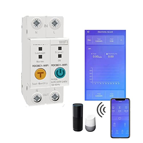Probador de medidor de energía digital 2p e Beleva WIFI Medidor de energía inteligente Protección de fugas Lea el control remoto KWH Meter Wattmeter Control de voz Alexa y Google Monitoreo de uso de e Cover