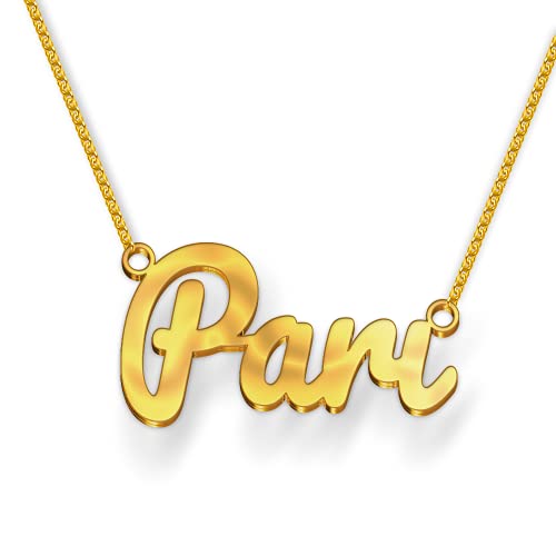 Image of Pari Cursive Gold & Silver Name Pendant Necklace, Best Jewelry Gift for Girls.