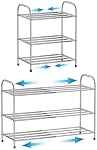 3 Rack de chaussures extensible Tier pour placard, plateau de chaussures en acier inoxydable, organisateur de chaussures de forte capacité de poids, facile à installer et à économiser Space Étagère debout avec cadre robuste(3 Niveau)