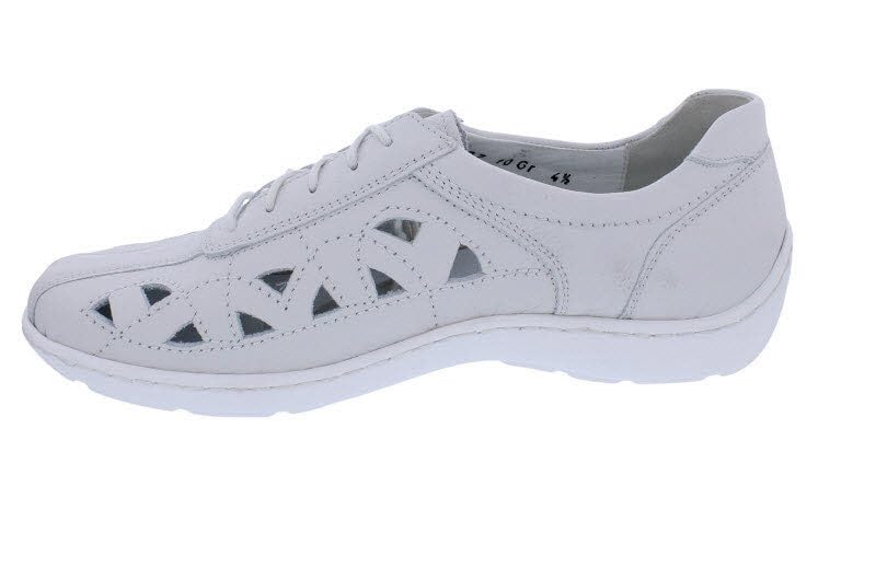 Waldläufer Halbschuh Henni 496003-139-297, Glattleder, gebrochenes Weiß, Weite H, ProAktiv Fußbett zum Wechseln Weiß