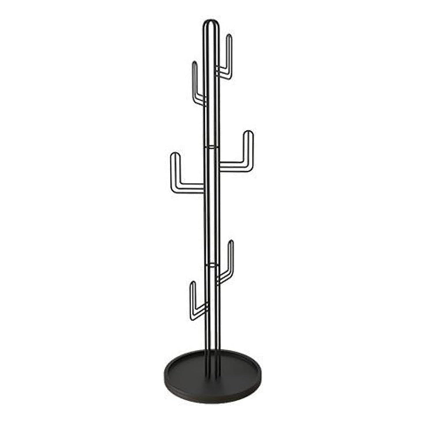 Dh2yjnbf3 Standing Clothing Stand Freestanding Coat Hanger Garment Racks With Stable Round Base Cactus Shape For Clothes Hats, Bags Fo Hallway(Black)