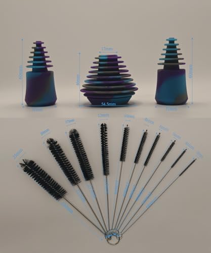 Image of Long Handle Cleaning Kit for Bottles & Straws, 3PCS Silicone Cleaning Plugs, Cleaner Brush with 10PCS Bottle Brushes Set for Cleaning Great for Sports Water Bottles
