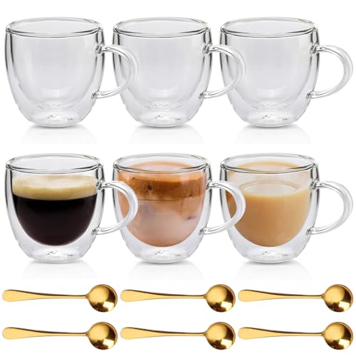 6 Stück Doppelwandige Latte Macchiato Gläser, 250ml Kaffeegläser mit Henkel Löffel, Espresso Gläser Hitze und Kältebeständigkeit Kaffeetassen Glas für Cappuccino Latte Tee Kaffee Milch Saft Bier 6 Stück Doppelwandige Latte Macchiato Gläser, 250ml Kaffeegläser mit Henkel Löffel, Espresso Gläser Hitze und Kältebeständigkeit Kaffeetassen Glas für Cappuccino Latte Tee Kaffee Milch Saft Bier