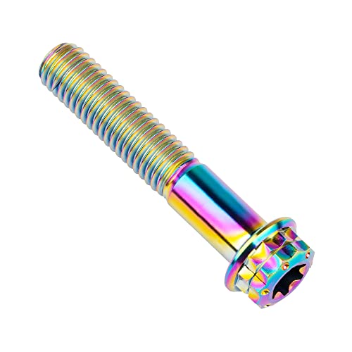 Image of Titanium Flange 12 Point Head M8 x15 20 25 30 35 40 45 50 55 60 65mm Screw Bolt Pack of 4 (M8x40mm, Rainbow)