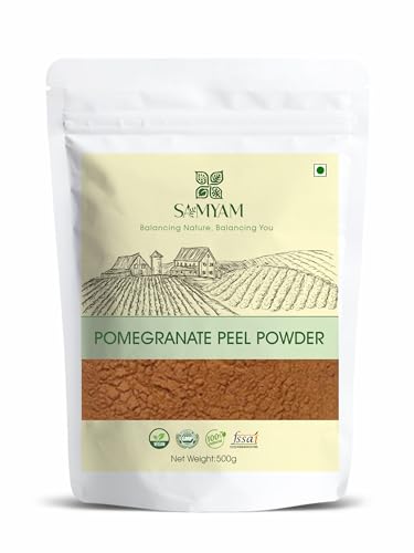 SAMYAM Polvo de cáscara de granada - Paquete de 500 g | Exfoliante iluminador, rico en antioxidantes