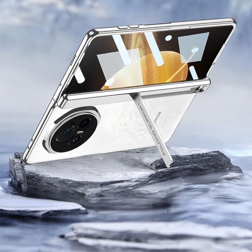 COQUE Honor Magic V3 Case Transparent with Anti-Peep Film,Supercar-style Cover Shell,Folding Phone Holster for Honor Magic V3-Silver - Image 4
