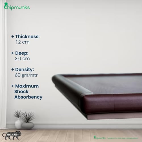 Image of Chipmunks Baby Proofing Edge Guard for Kids Safety, Good Quality, Minimal Wrinkle, Zero Damage to Furniture Upon Installation, Made in India Rubber Edge (60g /mt Dense, 2mts, L- Shape, Brown)