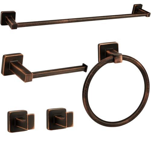Ntipox 5 Piece Antique Bathroom Hardware Accessories Set Oil Rubbed Bronze 24 Inch Towel Bar Set Towel Rack Set Bathroom Towel Holder Set