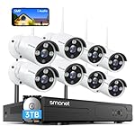 [5MP HD,Audio] SMONET WiFi Security Camera System,3TB Hard Drive,8CH Home Surveillance DVR Kits,8 Packs Outdoor Indoor IP Cameras Set,IP66 Waterproof,Free Phone APP,Night Vision,24/7 Video Recording
