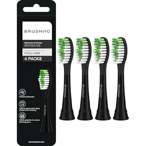 Brushmo Replacement Toothbrush Heads Compatible with Philips Sonicare One Toothbrush, for HY1200/06 Shadow Black BH1022/06 Brush Head (Shadow Black) 4 Pack Cover