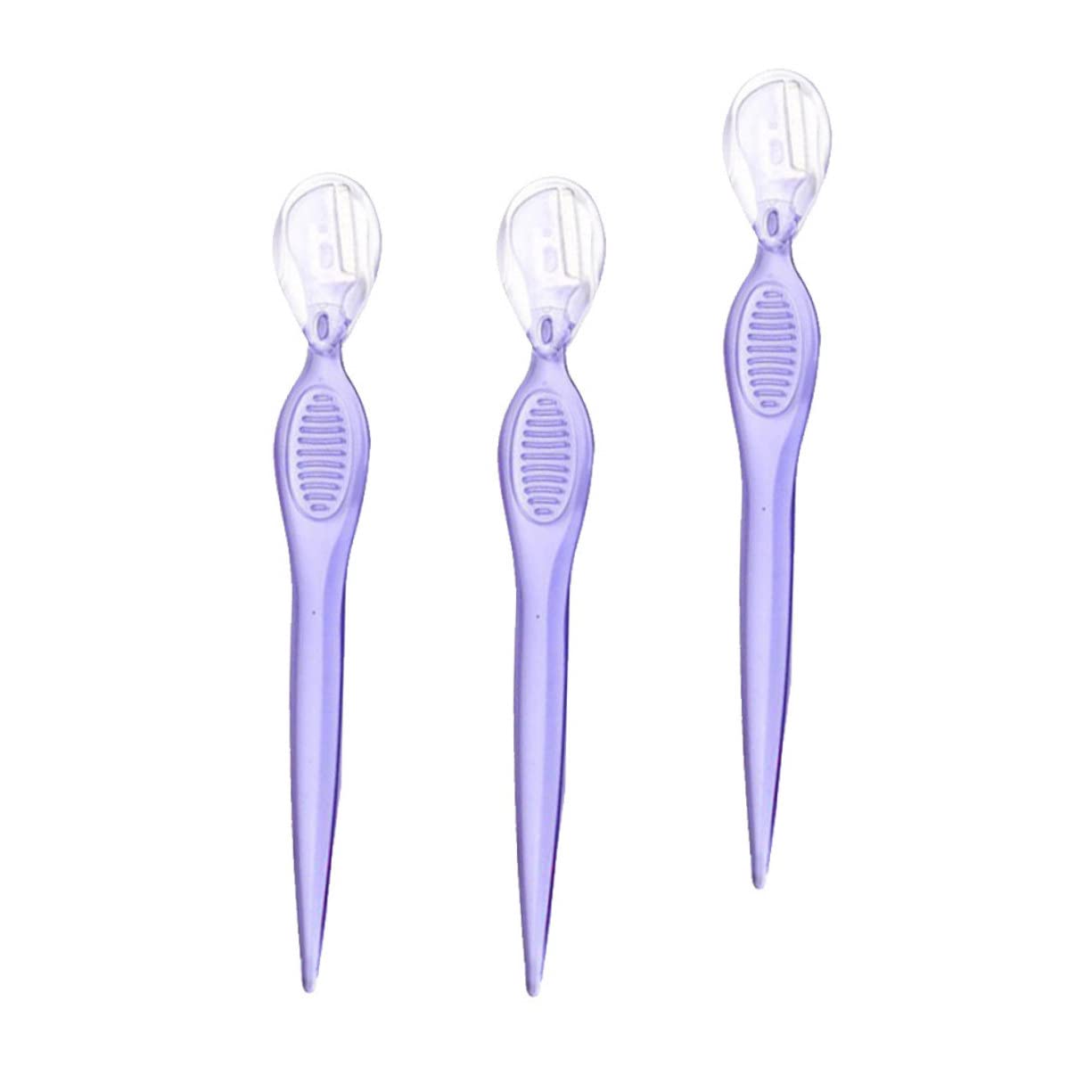 PACKOVE 3Pcs Portable Stainless Steel Eyebrow Razors Non Slip Eyebrow Trimmers for Precision Shaping Lightweight Makeup Tools for Women for Travel Purple
