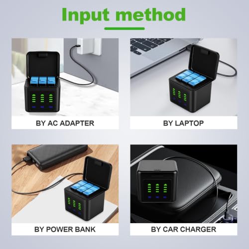 TREE.NB 3Pack Battery Charger Compatible for GoPro Hero 12/11/10/9 Triple Storage USB Quick Charger and Rechargeable Battery with Type-C Cord Batteries Carry Case 7.7Wh 3.85V by TREE.NB - Image 6