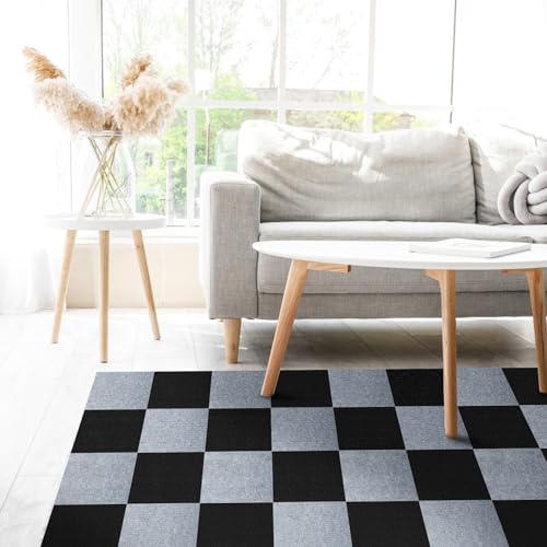 Carpet Tiles Peel and Stick, Self Adhesive Carpet Floor Tile 10 Tiles/10 sq Ft Anti-Slip Squares Soft Padded Carpet Tiles for Kitchen Bedrooms Indoor Outdoor（12" x 12"） - Thumbnail 6