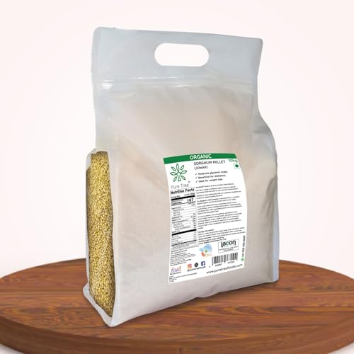 Image of Pure Tree Certified Organic Jowar Millet | 10 Kg / 10000 g | Sorghum Jawari Whole Grain | Unpolished Jonnalu | Gluten-Free-Millet