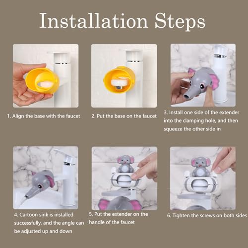 Image of Faucet Handle Extender Set, Faucet Extender for Kids Child Sink Extender Kids Hand Wash Helper Faucet Extender for Bathroom Sink-Grey