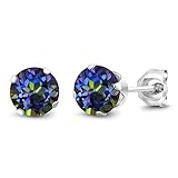 Gem Stone King 925 Sterling Silver Round 6MM Gemstone Birthstone Stud Earrings For Women Men