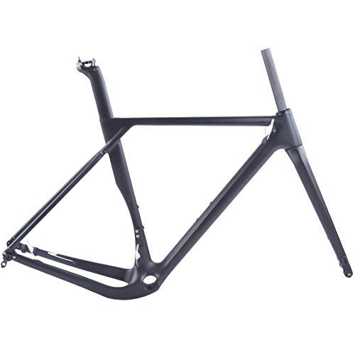 2019 Disc Brake Full Carbon Gravel Bicycle Frames Cyclocross Bike Frame 700X40C Road Racing Bike Carbon Frameset (Matte, L Thru Axle) #TOP1