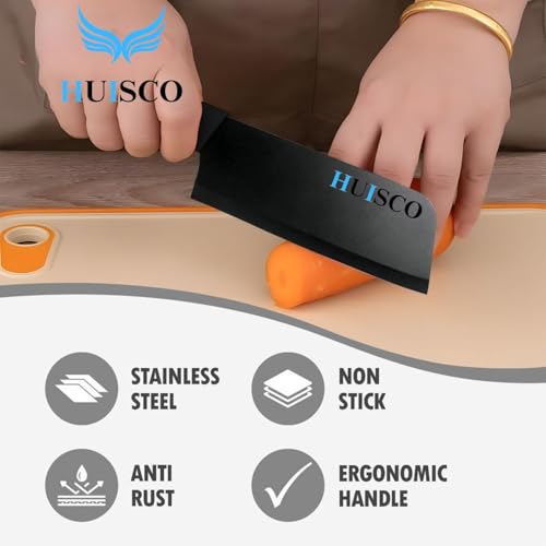 Image of 3-Piece Knife with Cover | High Carbon Stainless Steel Professional Chef Utility Santoku Knifes for Kitchen Restaurant | Ultra Sharp Chopping Slicing Cutting Knives | Ergonomic Non-Slip Handle