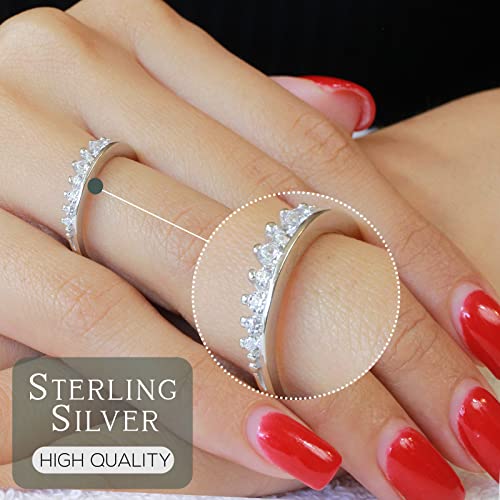 CloseoutWarehouse Clear Cubic Zirconia Journey Tiara Ring 925 Sterling Silver (Comes in Colors)2