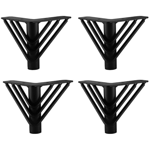 Osring 4 Inch Furniture Leg Black Triangle Shaped Hairpin Furniture Table Feet 4pcs, Heavy Duty Metal Coffee Table Legs for Sofa Dresser Cabinet Cover