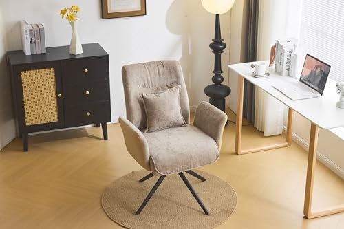 VINGLI Khaki Swivel Office Chair with Lumbar Pillow