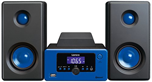 Preisvergleich Produktbild Lenco Stereoanlage MC-020 Kompaktanlage mit Bluetooth, USB und UKW-Radio (Weckfunktion, USB-Lader, Aux, Kopfhörerbuchse) 2 x 5 Watt (RMS), Blau