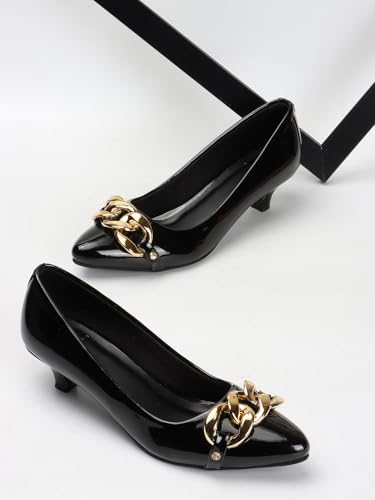 Image of Carlton London Women Stylish Slipon Pump Shoes with Kitten Heels, Pointed Toe