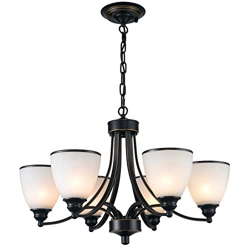 Laihezz 6-Light Large Chandelier,26" Contemporary Alabaster Glass Shades Oil Rubbed Bronze Lamps Ceiling Hanging Adjustable Light Fixtures Rustic for Dining Room Bedroom Living Room Laihezz 6-Light Large Chandelier,26" Contemporary Alabaster Glass Shades Oil Rubbed Bronze Lamps Ceiling Hanging Adjustable Light Fixtures Rustic for Dining Room Bedroom Living Room