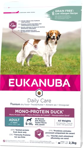 Eukanuba Daily Care Mono-Protein Hundefutter - Trockenfutter mit nur Ente als tierischem Protein, allergenarme Rezeptur, 2,3 kg