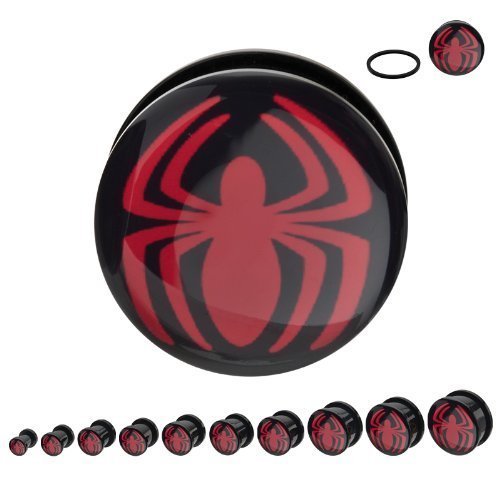 Body VibeMarvel Comics Spiderman Red Spidey Acrylic Screw Fit Plugs 0g (8mm)