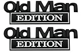 2Pcs Old Man Edition Emblems 3D Metal Badge Side Rear Tailgate Bumper Decal Nameplate Sticker for Car Truck (Black White)