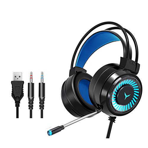 BCAH Foldable Headphones, Wired Gaming Headset Pc USB 3.5Mm Xbox / Ps4 Headsets, Surround Sound & Hd Microphone, for Xbox One, Ps4, Pc, with 3.5Mm Plug,Black