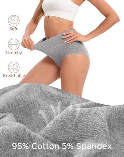 Image of INNERSY Womens Underwear Cotton Briefs Postpartum High Waisted Panties 5 Pack