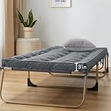 Jamdok Camping Matratze (190 x 75 cm),Cotton Mat für Camp Bett, Gesteppte Liegematten für Camping, Schlafmatte, Roll-up und Faltbare Cotton Sleeping Matte, Tragbar, Grau
