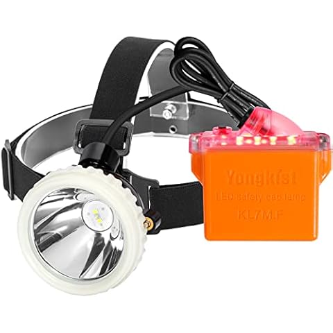 Yongkist Superbright Headlight Rechargeable Hunting Light Miner Lamp for Hard Hat 1+2 LED Lights Mining Headlamp Waterproof Headlight Explosion Proof Miner's Lamp Cover
