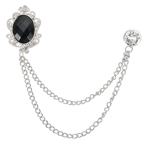 Generic Alfinetes de broche de corrente pendurados em pedras, broche masculino de strass, alfinetes de lapela para mulheres e homens, One Size, Metal, Sem Pedra Preciosa